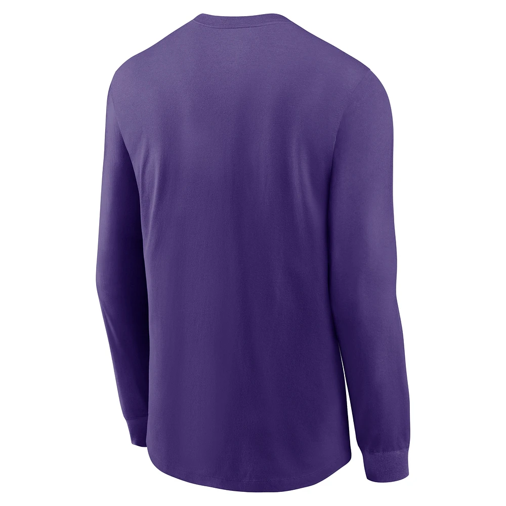 Men's Nike Purple LSU Tigers Legacy Primary Logo Long Sleeve T-Shirt