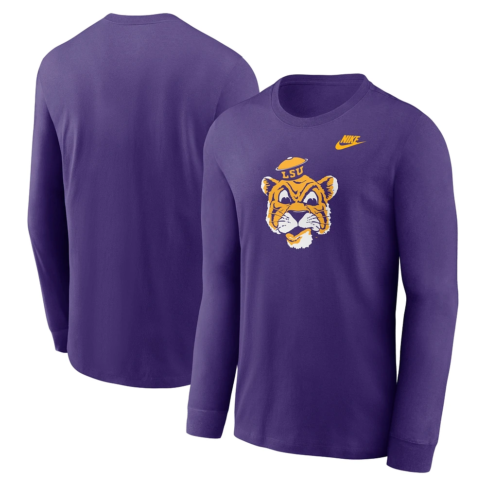 Men's Nike Purple LSU Tigers Legacy Primary Logo Long Sleeve T-Shirt