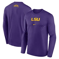 T-shirt à manches longues Nike Purple LSU Tigers On-Court Basketball Shootaround Performance pour homme