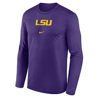 T-shirt à manches longues Nike Purple LSU Tigers On-Court Basketball Shootaround Performance pour homme