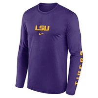 Men's Nike  Purple LSU Tigers Primetime Center Lockup Two-Hit Legend Performance Long Sleeve T-Shirt