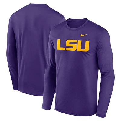 T-shirt à manches longues Nike violet LSU Tigers Primetime Primary Legend pour homme