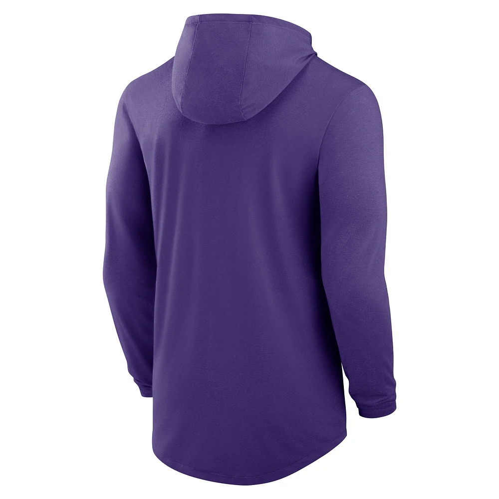 Men's Nike Purple LSU Tigers Primetime Tri-Blend Performance Long Sleeve Hoodie T-Shirt