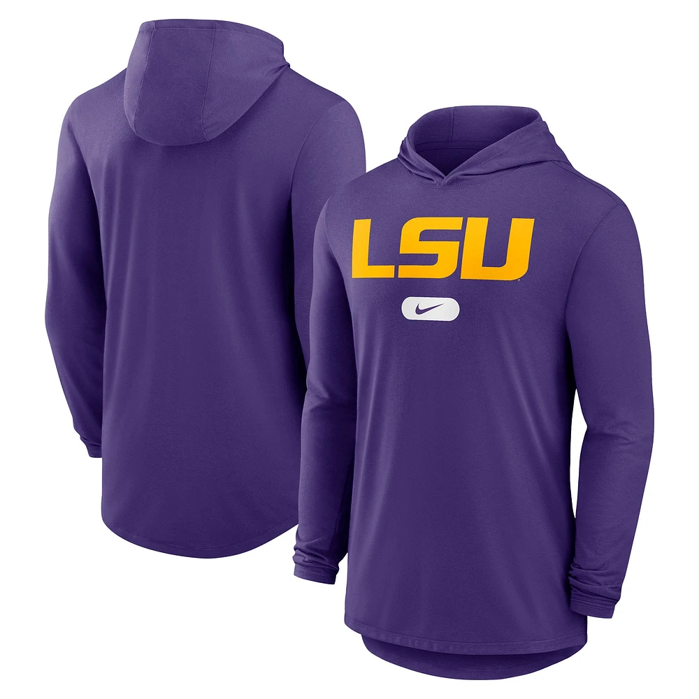 Men's Nike Purple LSU Tigers Primetime Tri-Blend Performance Long Sleeve Hoodie T-Shirt