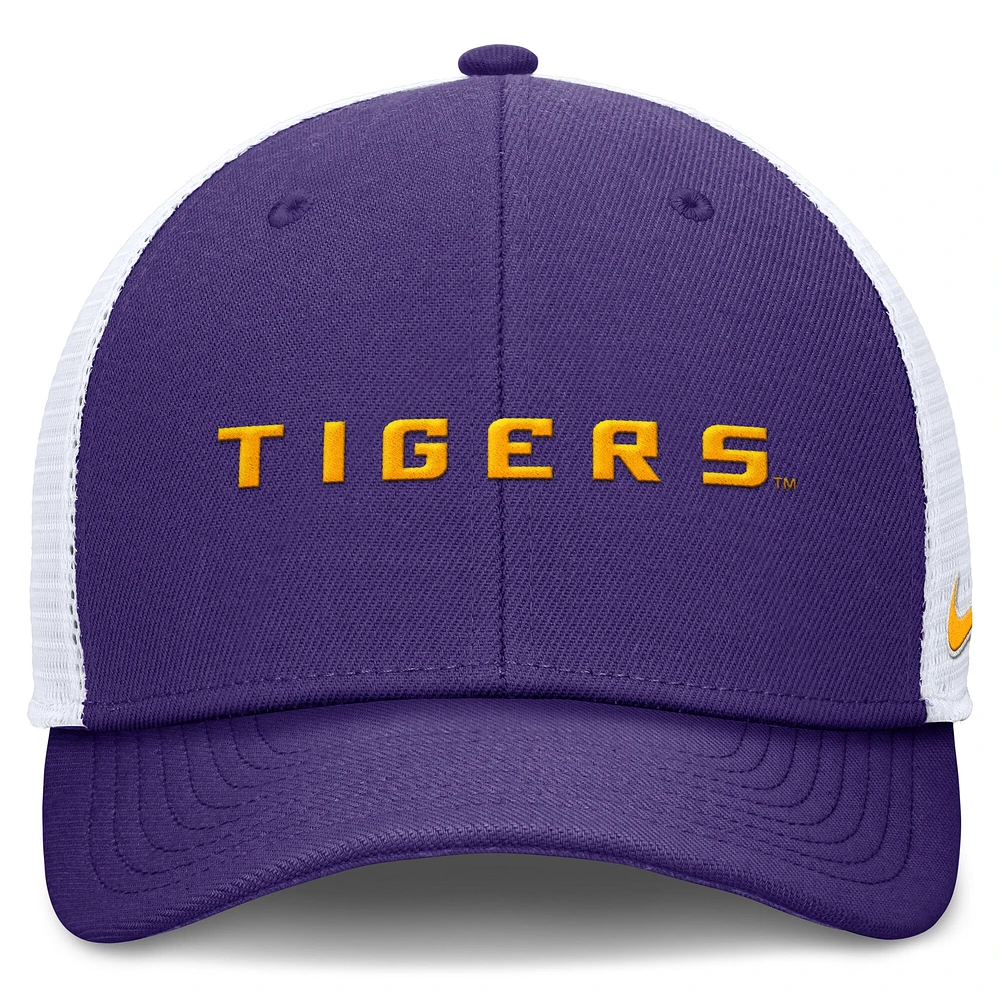 Casquette de camionneur ajustable Nike Purple LSU Tigers Rise Performance pour homme