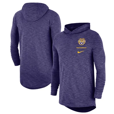 LSU Tigers Nike Slub Performance Long Sleeve Hoodie T-Shirt - Purple