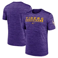 Men's Nike Purple LSU Tigers Velocity Baseball Wordmark Stack Performance T-Shirt