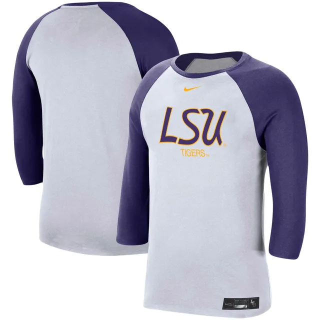 Youth Champion Purple LSU Tigers Icon Logo Long Sleeve Baseball T-Shirt Size: Large