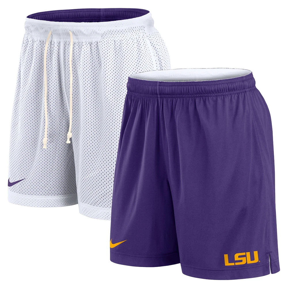 Short de performance réversible LSU Tigers Primetime Nike blanc/violet pour homme