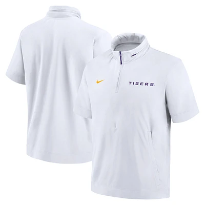 Veste à capuche et demi-zip Nike LSU Tigers 2024 Sideline Coach pour homme, blanche