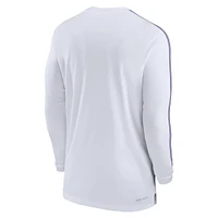 T-shirt à manches longues Nike LSU Tigers 2024 Sideline Coach UV Performance pour homme, blanc