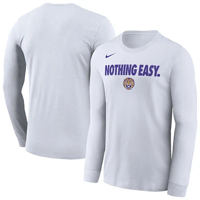 T-shirt à manches longues Nike LSU Tigers 2025 On-Court Bench pour homme, blanc