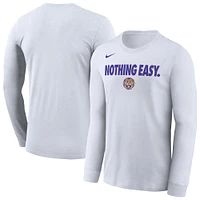 T-shirt à manches longues Nike LSU Tigers 2025 On-Court Bench pour homme, blanc