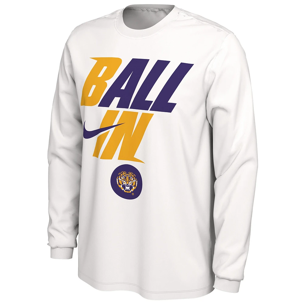 NIK LSU BLANC 22 MENS BASKET-BALL BALL BENCH LS TEE TEEMENL-S