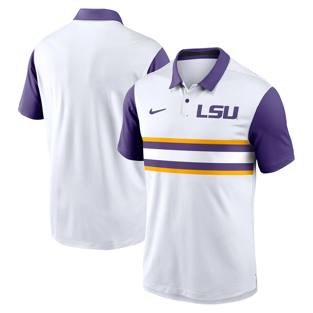 Polo Nike LSU Tigers Primetime Campus Vapor Performance blanc pour homme