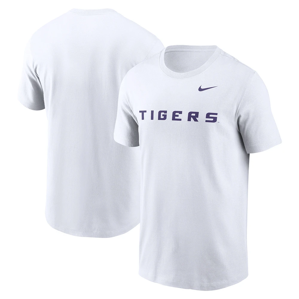 T-shirt Nike blanc LSU Tigers Primetime Wordmark pour homme