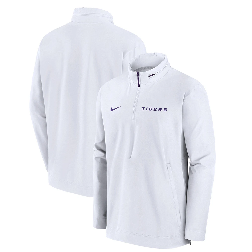 Men's Nike White LSU Tigers Sideline Coaches Quarter-Zip Jacket
