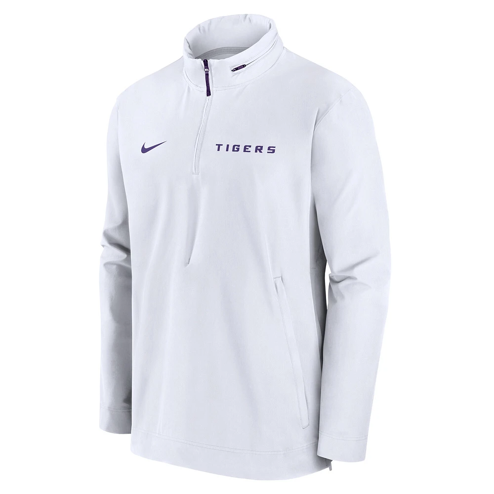 Men's Nike White LSU Tigers Sideline Coaches Quarter-Zip Jacket