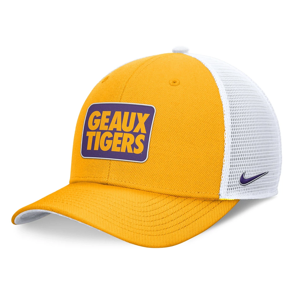 Casquette réglable Nike LSU Tigers Local Rise Trucker jaune/blanc pour homme