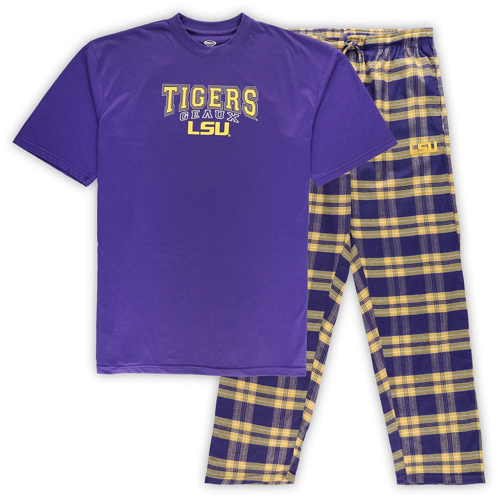 Men's Profile Purple LSU Tigers Big & Tall 2-Pack T-Shirt Flannel Pants Set