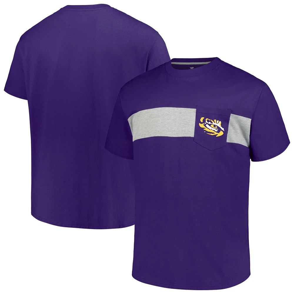 T-shirt à rayures colorées pour hommes Profile Purple LSU Tigers Big & Tall