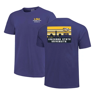 Men's Purple LSU Tigers Striped Campus Skyline T-Shirt