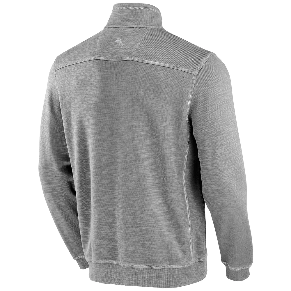 Men's Tommy Bahama Gray LSU Tigers Sport Tobago Bay Half-Zip Tri-Blend Top