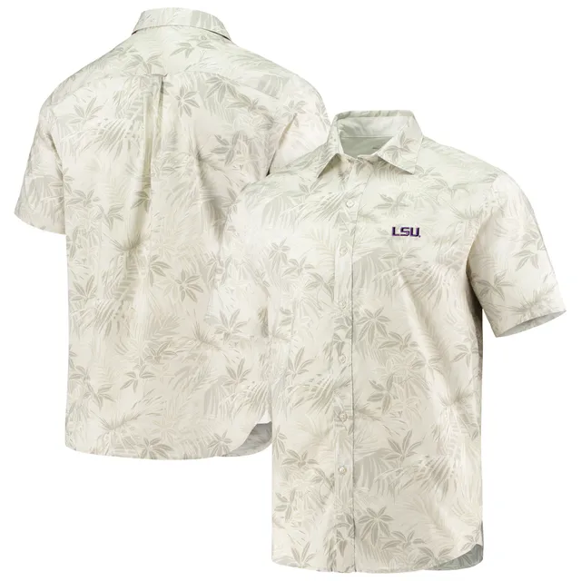 Men's Tommy Bahama Oatmeal Kansas Jayhawks Forest Fronds Button-Up