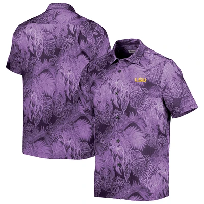 Tommy Bahama Purple LSU Tigers Big & Tall Coast Luminescent Fronds IslandZone Chemise de camp boutonnée