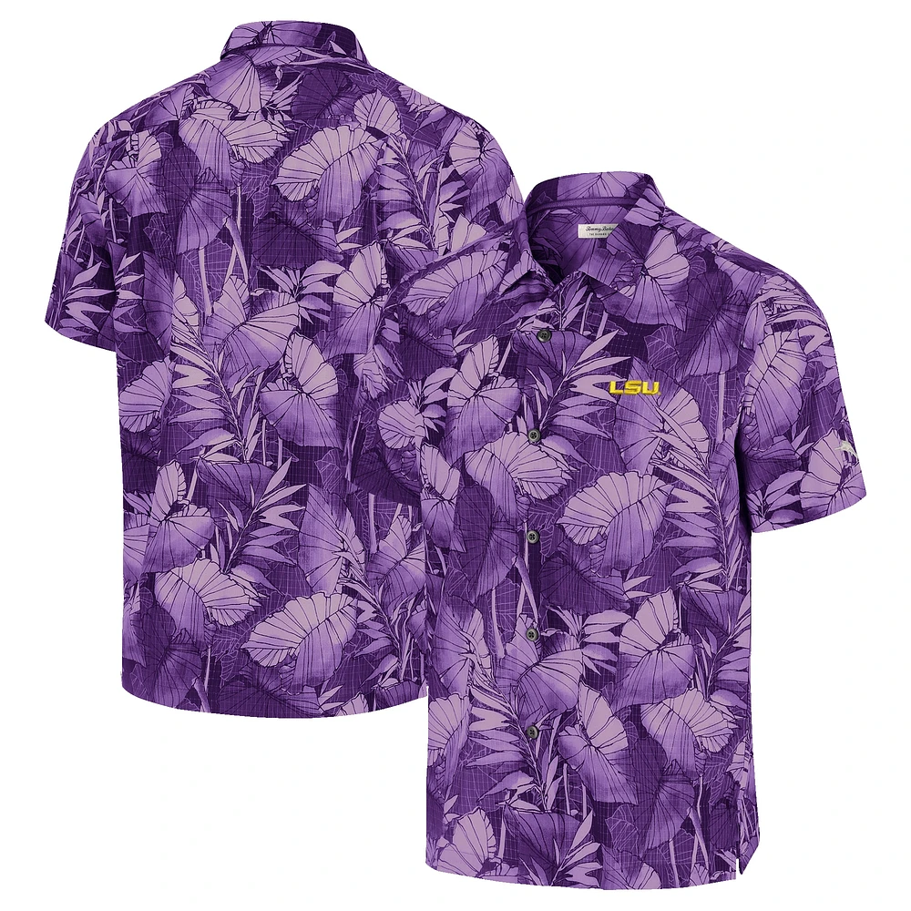 Chemise boutonnée pour homme Tommy Bahama Purple LSU Tigers Coast Nuevo Fronds