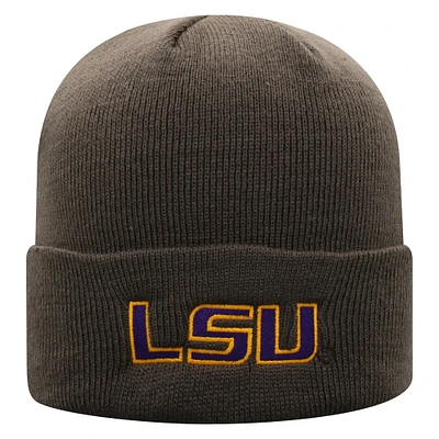 Bonnet tricoté à revers avec logo LSU Tigers Top of the World pour homme, couleur anthracite