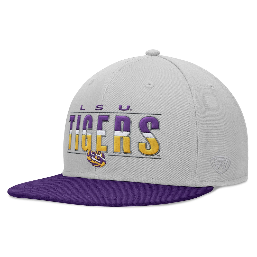 Men's Top of the World Gray LSU Tigers Hudson Snapback Hat