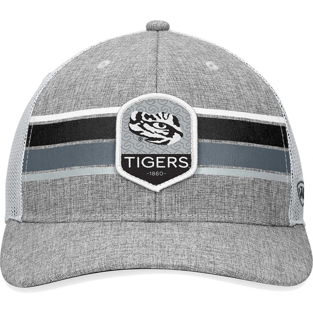 Casquette ajustable LSU Tigers Essential Trucker Top of the World pour homme, gris chiné