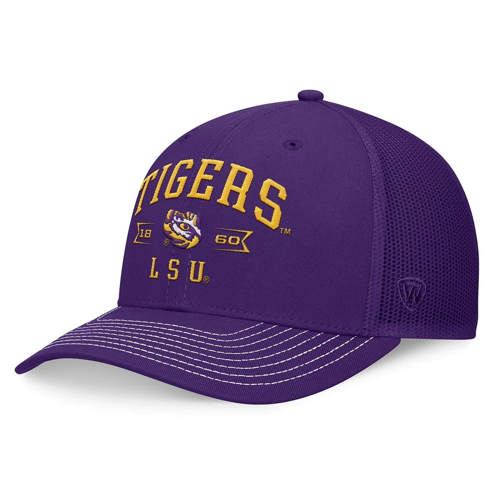 Casquette réglable Top of the World Purple LSU Tigers Carson Trucker pour hommes