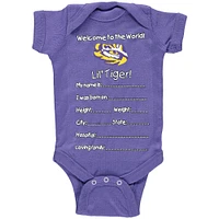 Nouveau-né LSU Tigers Purple Welcome To The World Creeper