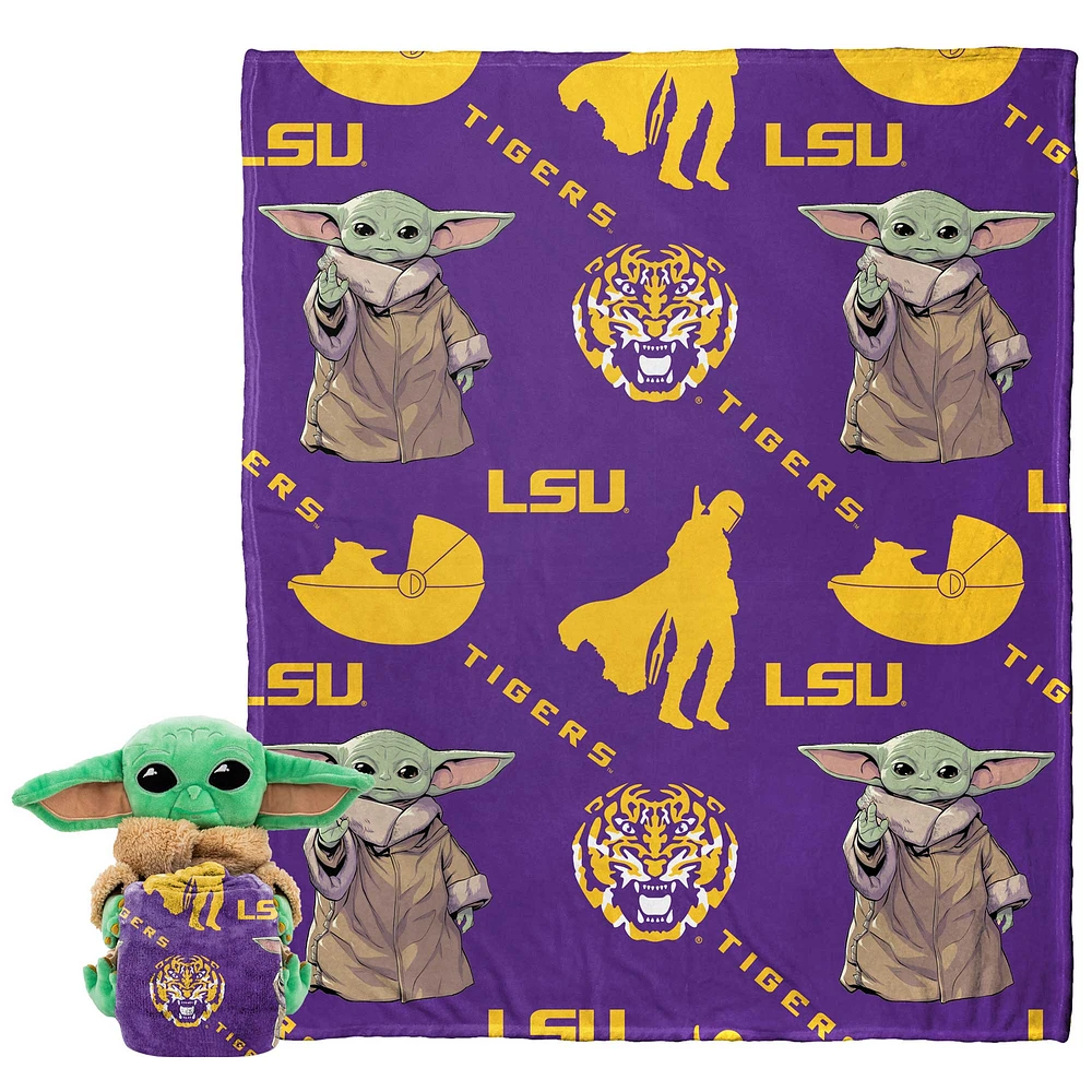 Northwest x Disney LSU Tigers Grogu Hugger Ensemble oreiller et jeté au toucher soie