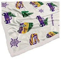 Pegasus LSU Tigers Holiday Truck Repeat 50" x 60" Sherpa Flannel Fleece Blanket