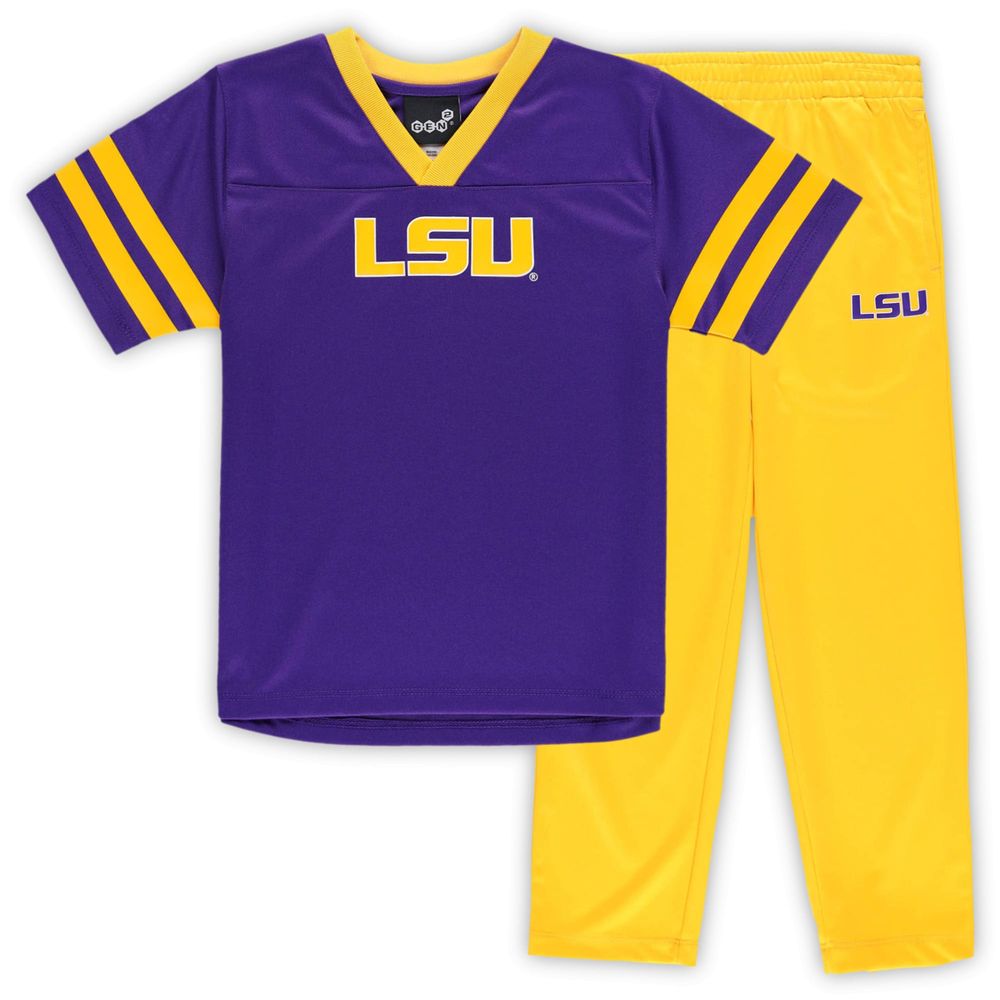 Outerstuff Youth Gold LSU Tigers Football Jersey V-Neck T-Shirt Size: Extra Large