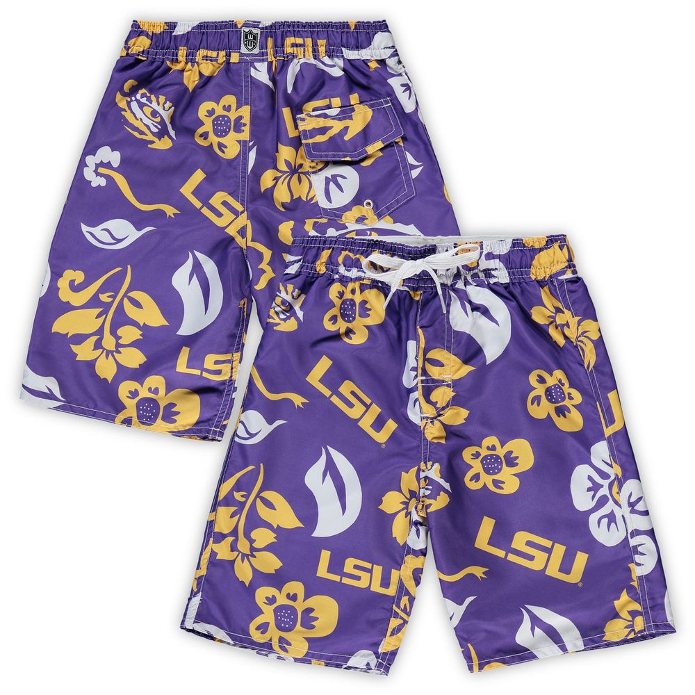 Preschool Wes & Willy Purple LSU Tigers Floral Volley Swim Shorts