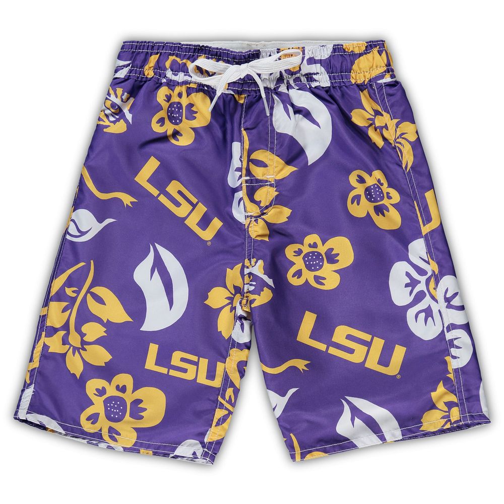 Preschool Wes & Willy Purple LSU Tigers Floral Volley Swim Shorts