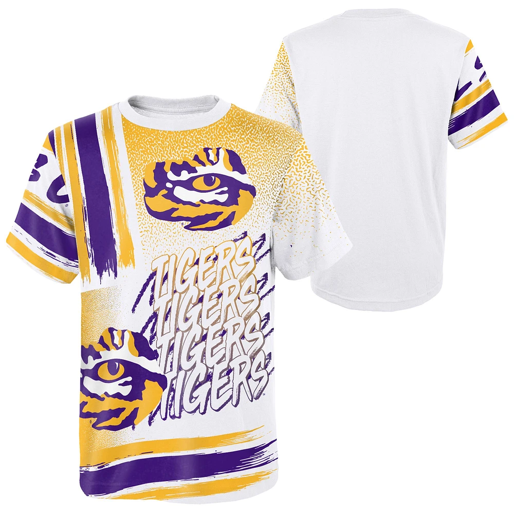 T-shirt oversize multi-coups blanc LSU Tigers Gametime pour enfants d'âge préscolaire