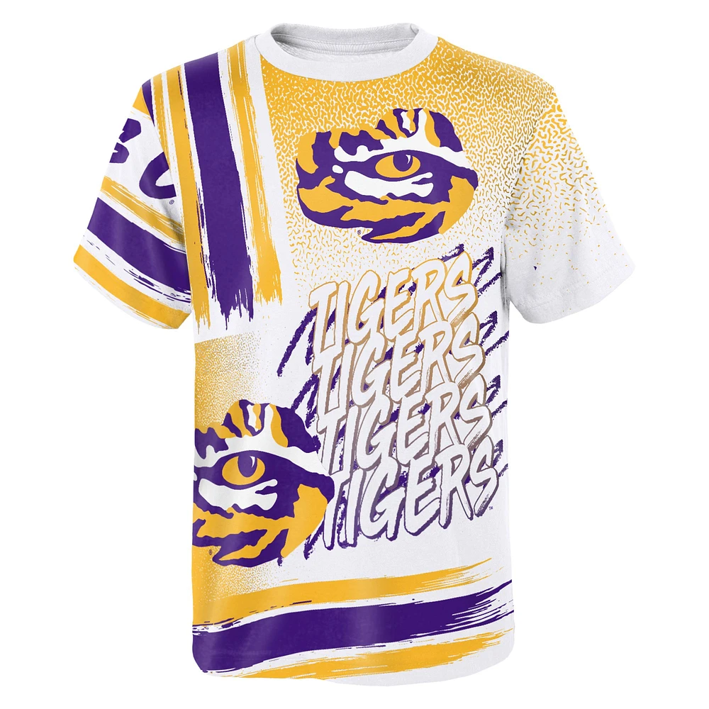 T-shirt oversize multi-coups blanc LSU Tigers Gametime pour enfants d'âge préscolaire