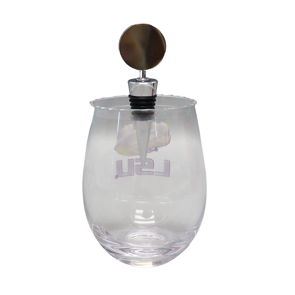 The Memory Company LSU Tigers 15oz. Stemless Tumbler With Wine Bottle Stopper