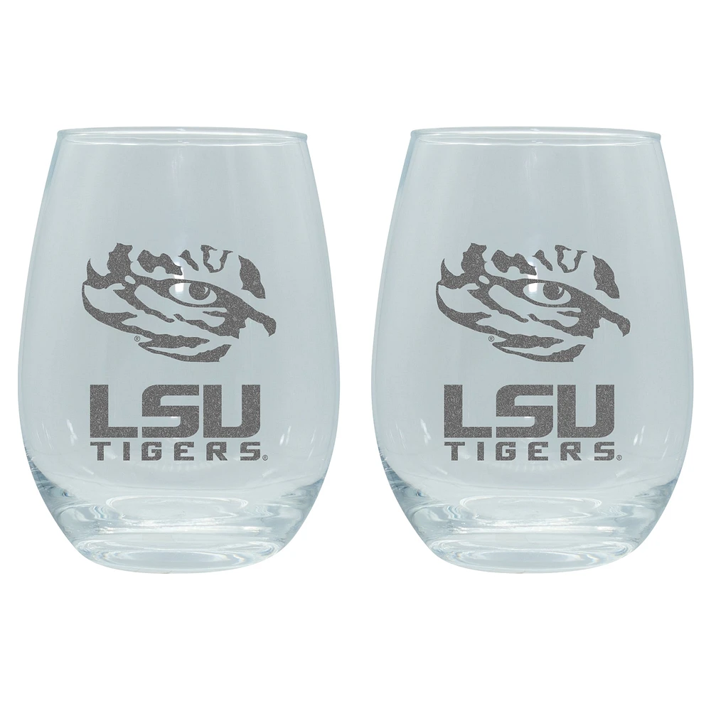 The Memory Company LSU Tigres 2-Pack 15oz. Ensemble de verres à vin sans pied