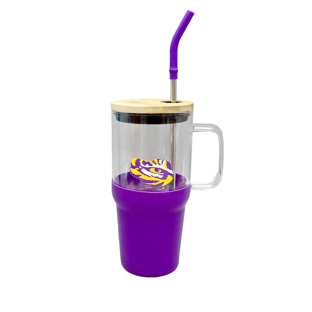 The Memory Company LSU Tigers 40oz. Glass Tumbler with Silicone Snack Tray