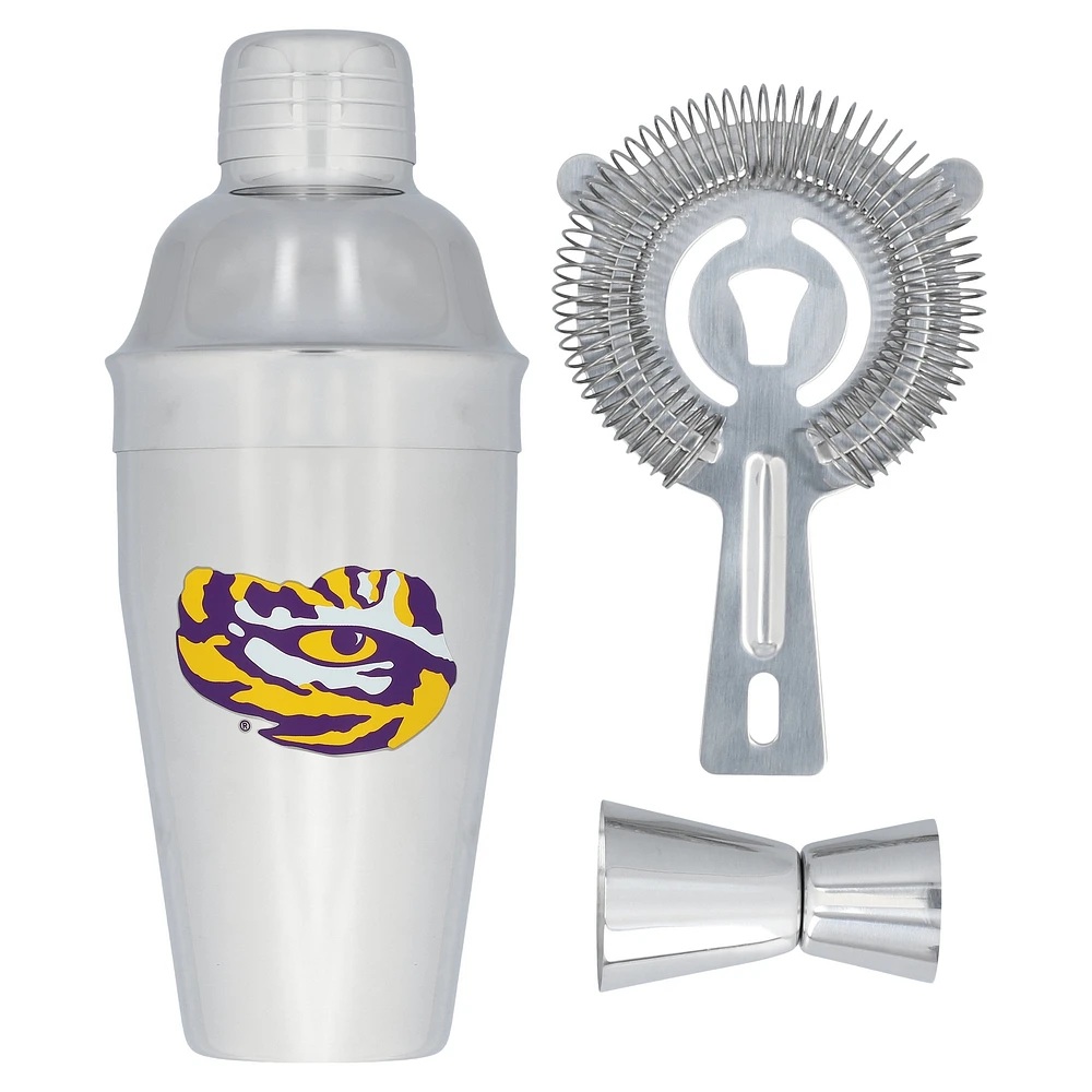 The Memory Company LSU Tigers Ensemble shaker, passoire et doseur en acier inoxydable