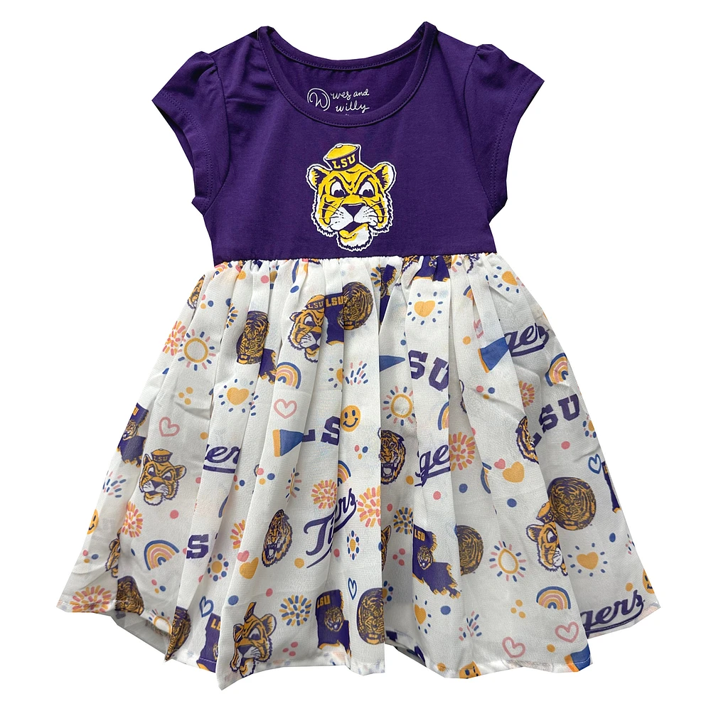 Toddler Wes & Willy  Purple LSU Tigers Vault Princess Dress
