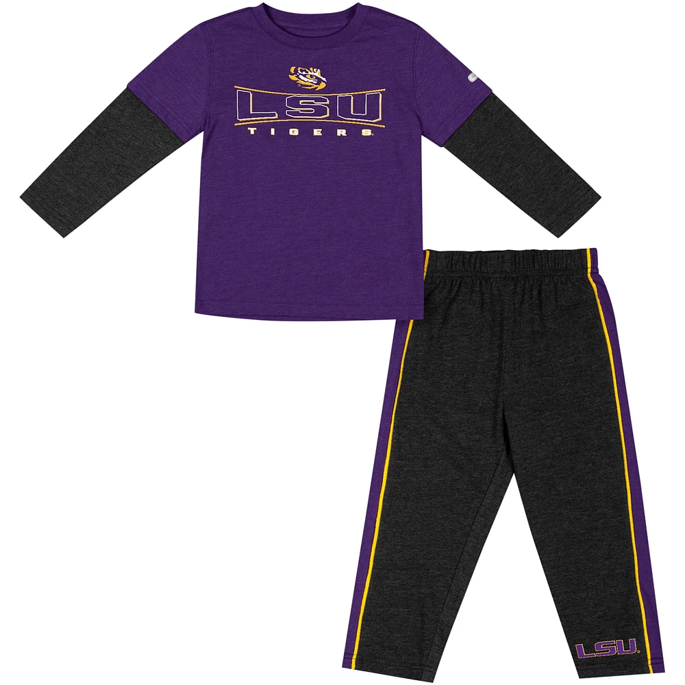 Ensemble t-shirt et pantalon à manches longues Colosseum violet/noir LSU Tigers pour tout-petit