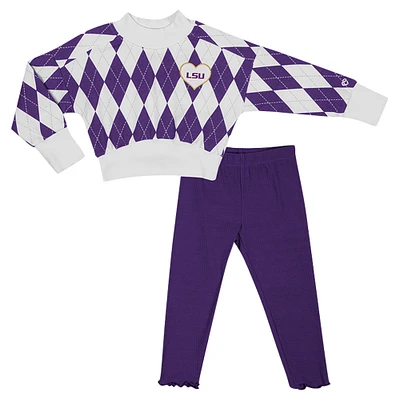 Ensemble pull et leggings Dealio pour tout-petits Colosseum White LSU Tigers