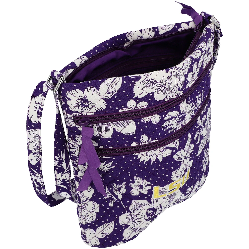 Vera Bradley LSU Tigers Rain Garden Triple-Zip Hipster Crossbody Bag